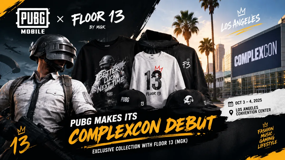 PUBG ComplexCon Los Angeles capsule collection by Floor 13 featuring PUBG-branded streetwear